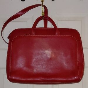 EUC Red Lodis Briefcase, Shoulder Strap & Handles, Pristine, See Note*